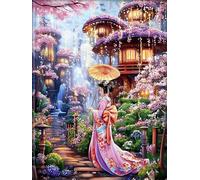 Pskgbxmu Kit de punto de cruz para adultos 11CT Lienzo preimpreso Mujer en una cabaña DIY Cross Stitch estampado costura patrón de bordado Imágenes 40x50 cm