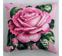 Pskgbxmu Kit Punto de Cruz Impreso Cojines Funda De Almohada Bordada A Mano, Kit De Funda De Cojín De Lona DIY De Cojines Bordados Una sola flor 45x45 cm