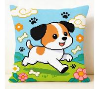 Pskgbxmu Punto De Cruz Kit Cojin 11Ct Decorativo Manualidades Adultos Decoracion Bordar Kit Completo Cachorro adorable DIY Bordado Creativo Regalo 45x45cm