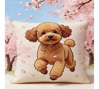 Pskgbxmu Punto De Cruz Kit Cojin 11Ct Decorativo Manualidades Adultos Decoracion Bordar Kit Completo Perro osito DIY Bordado Creativo Regalo 45x45cm