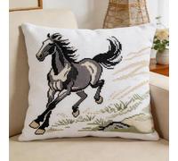 Pskgbxmu Punto De Cruz Kit Cojin 11Ct Decorativo Manualidades Adultos Decoracion Bordar Kit Completo Corcel DIY Bordado Creativo Regalo 45x45cm