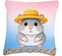 Pskgbxmu Punto De Cruz Kit Cojin 11Ct Decorativo Manualidades Adultos Decoracion Bordar Kit Completo Ratoncito DIY Bordado Creativo Regalo 45x45cm