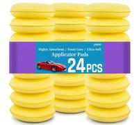 psler Almohadillas aplicadoras de Espuma para Cera de Coche, Almohadillas aplicadoras de Espuma Redondas de 4 Pulgadas para aplicar Cera de Coche, Paquete de 24 Unidades, Color Amarillo