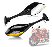PSLER LED Luz de Giro Espejos Retrovisores para CBR 600F VFR 750F,La Mayoría de Los Deportes de la Motocicleta(Negro Brillante)