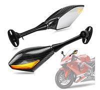 PSLER LED Luz de Giro Espejos Retrovisores para CBR 600F VFR 750F,La Mayoría de Los Deportes de la Motocicleta(Carbono)