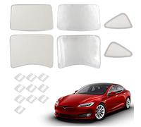 PSLER Parasol de Techo de Cristal para Coche con Cubierta de Película de Aislamiento UV Térmico para Tesla Model 3 2017-2024, 6 uds Parasol de Ventana de Techo de Cristal