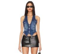 PSNKLMM Chaleco Vaquero Sexy for Mujer, con Escote en V, sin Mangas, Ajustado, de un Solo Pecho, Informal, de Verano, Ajustado, Chaquetas Cortas(M)