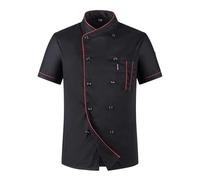 PSNKLMM Chaqueta de Chef de Manga Corta, Abrigo de Cocinero, Uniforme de Trabajo de Barista, Panadero, Camarero, Restaurante, Ropa de Hotel(Beige,L)