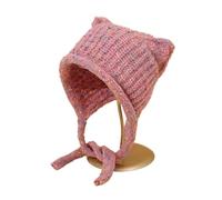 PSNKLMM Gorros de punto sombrero versátil gorro lana Protector oídos niña suelta gran circunferencia la cabeza cálido invierno Invierno Al Aire Libre(Pink)