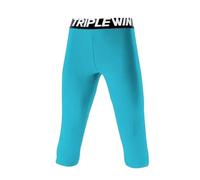 PSNKLMM Niños niño niña Capri Mallas for Correr Pantalones niños Baloncesto fútbol Fitness Ejercicio Deporte 3/4 Pantalones Cortos recortados(Light Blue,Kids 28)