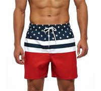 PSNKLMM Pantalones Cortos de Playa con Estampado de Verano for Hombre, bañadores de Surf, Ropa Deportiva for Entrenamiento físico, Pantalones con Bolsillos(American Flag,L)