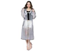 PSNKLMM Poncho impermeable de moda for mujer con sombrero, largo, translúcido, for adultos, EVA