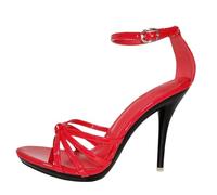 PSNKLMM Sandalias de verano con punta abierta y tacón alto hasta el tobillo for mujer, tacones finos, aguja banda estrecha(Brown,37)