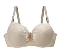 PSNKLMM Sujetadores de Copa con Encaje y Masaje for Mujer, Sujetador Push up Flores, lencería Femenina Aros, Ropa Interior for(Beige,95C)