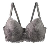 PSNKLMM Sujetadores Push-up con Relleno for Mujer, Copas CDE 36/80, 38/85, 40/90, 42/95, 44/100, 46/105 y 48/110, lencería de Talla Grande(Iron-Grey,90E)