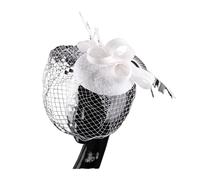 PSNKLMM Tocado for mujer, de imitación plumas sinamay, for fiestas té, pastillero, flores, sombreros, iglesia, cóctel, tocado Para Bodas, Fiestas, Fiesta De CumpleañOs(WHITE)