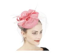 PSNKLMM Tocado for mujer, de imitación plumas sinamay, for fiestas té, pastillero, flores, sombreros, iglesia, cóctel, tocado Para Bodas, Fiestas, Fiesta De CumpleañOs(Pink)