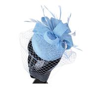PSNKLMM Tocado for mujer, de imitación plumas sinamay, for fiestas té, pastillero, flores, sombreros, iglesia, cóctel, tocado Para Bodas, Fiestas, Fiesta De CumpleañOs(LIGHT BLUE)