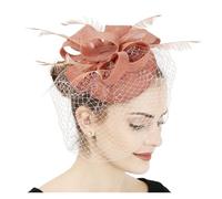 PSNKLMM Tocado for mujer, de imitación plumas sinamay, for fiestas té, pastillero, flores, sombreros, iglesia, cóctel, tocado Para Bodas, Fiestas, Fiesta De CumpleañOs(Dark peach)