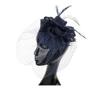 PSNKLMM Tocado for mujer, de imitación plumas sinamay, for fiestas té, pastillero, flores, sombreros, iglesia, cóctel, tocado Para Bodas, Fiestas, Fiesta De CumpleañOs(Deep blue)