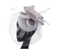 PSNKLMM Tocado for mujer, de imitación plumas sinamay, for fiestas té, pastillero, flores, sombreros, iglesia, cóctel, tocado Para Bodas, Fiestas, Fiesta De CumpleañOs(GRAY)