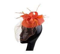 PSNKLMM Tocado for mujer, de imitación plumas sinamay, for fiestas té, pastillero, flores, sombreros, iglesia, cóctel, tocado Para Bodas, Fiestas, Fiesta De CumpleañOs(Coral)