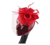 PSNKLMM Tocado for mujer, de imitación plumas sinamay, for fiestas té, pastillero, flores, sombreros, iglesia, cóctel, tocado Para Bodas, Fiestas, Fiesta De CumpleañOs(Red)