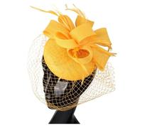 PSNKLMM Tocado for mujer, de imitación plumas sinamay, for fiestas té, pastillero, flores, sombreros, iglesia, cóctel, tocado Para Bodas, Fiestas, Fiesta De CumpleañOs(Yellow)
