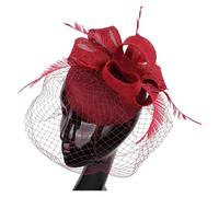 PSNKLMM Tocado for mujer, de imitación plumas sinamay, for fiestas té, pastillero, flores, sombreros, iglesia, cóctel, tocado Para Bodas, Fiestas, Fiesta De CumpleañOs(Wine red)