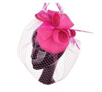 PSNKLMM Tocado for mujer, de imitación plumas sinamay, for fiestas té, pastillero, flores, sombreros, iglesia, cóctel, tocado Para Bodas, Fiestas, Fiesta De CumpleañOs(Rose Red)