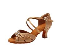 PSNKLMM Zapatos de Baile Latino for Mujer, Zapatos salón, en Barra, Salsa, Tango Moderno, Latinos tacón Alto Ajustables for niñas y Mujeres(Gold,39)