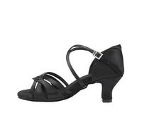 PSNKLMM Zapatos de Baile Latino for Mujer, Zapatos salón, Tango con Suela Gamuza, Fiesta Seda for Bailar Salsa, Sandalias for(Black 5CM,41)