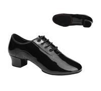 PSNKLMM Zapatos de Baile Latino Suaves for Hombre, Modernos, Talla Grande, tacón 3,5 cm, for niño, salón, Tango, Suela Ante Negra(Glossy Black,41)