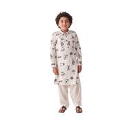 Pspeaches Niños 1 Kurta, 1 Payjama, blanco, 4-5 Y