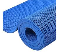 PSRONYAOG Tapete de drenaje comercial, tapete de PVC antideslizante para zona húmeda, tapete de drenaje de baño de 0.2 pulgadas de grosor, tapete de malla hueca para puerta de restaurante, azul