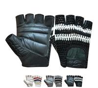 PSS Guantes acolchados de piel de vaca perfectos y cómodos para gimnasio, fitness, levantamiento de pesas, entrenamiento de culturismo, viene con malla blanca para transpirabilidad (407 negro, M)