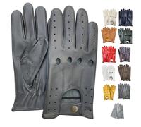 PSS Guantes de conducción clásicos de cuero sin forro para hombre, estilo retro vintage para ciclismo, equitación, gimnasio, silla de ruedas, guantes de verano 507, Elefante gris, L