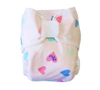 Pss! Pañal reutilizable de tela ajustable con botones, para bebés de 0 a 3 años - 4 compresas y 2 barreras de compresión incluidas - Impermeable y cómodo - 1 unidad - Modelo Glam - Corazones