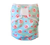 Pss! Pañal reutilizable de tela ajustable con botones, para bebés de 0 a 3 años - 4 compresas y 2 barreras de retención incluidas - Impermeable y cómodo - 1 unidad - Modelo Glam - Huellas