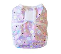 Pss! Pañal reutilizable de tela ajustable con botones, para bebés de 0 a 3 años - 4 compresas y 2 barreras de contención - Impermeable y cómodo - 1 unidad - Modelo Glam - Unicornios