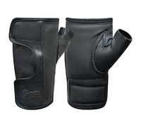 PSS Silla de Ruedas de Piel de Vaca sin Dedos, Completamente Abierta, fácil de Palma, Ajustable, Acolchado, Guantes protegidos para Las Manos para Actividades manuales al Aire Libre (319 Negro, M)