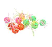 Pssopp 10 Uds. Bolas de Forrajeo para Pájaros, Juguetes para Masticar Loros con Campana, Papel de Plástico Recargable Colorido, Relleno de Seda para Periquito, Cacatúa