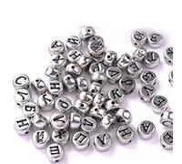 Pssopp 100 Cuentas de Letras del Alfabeto Ruso, Cuentas Acrílicas DIY, Artesanales de 4x7 Mm con Opciones de Color Dorado y Plateado para Hacer Joyas, Llaveros, (SILVER)