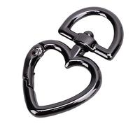 Pssopp 12 Hebillas Giratorias en Forma de Corazón con Cierre de Resorte, Correa para Bolso, Gatillo, Hebilla de Llavero con Resorte con Anillo en D Giratorio de 360° para Llaveros, (GRAY)