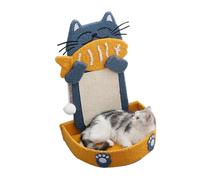 Pssopp 2 en 1 Alimentador de Tablero de Rascadores de Gato, Gato Que Come un Tablero de Rasguños de Patrón de Pescado con Juguete Colgante para Gatos Que Se Alimentan Jugando