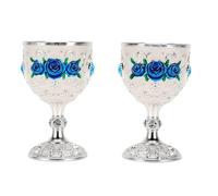 Pssopp 2 Piezas Copas Medievales de Metal, Vasos Esmaltados Pintados, 2.76in, for Decoración Temática, Fiestas Medievales, Banquetes, Eventos, Regalo, Uso Doméstico