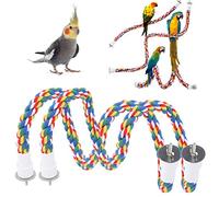 Pssopp 2 Piezas de Cuerda para Masticar pájaros, Soporte de Percha de pájaro de Colores Brillantes, Juguetes de Escalera de algodón para Loros, periquitos, Percha, Juego(80CM)
