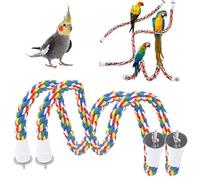 Pssopp 2 Piezas de Cuerda para Masticar pájaros, Soporte de Percha de pájaro de Colores Brillantes, Juguetes de Escalera de algodón para Loros, periquitos, Percha, Juego(60CM)