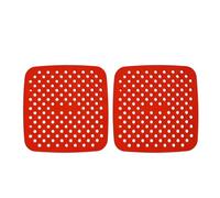 Pssopp 2 Piezas Forros Reutilizables Cuadrados para Freidora de Aire, Accesorios de Cocina, 22 Cm, 230 °C, for Freidora de Aire (rojo)