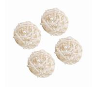 Pssopp 20 Bolas de Ratán, Manualidades Decorativas de Paja Decoración del Hogar, Bodas y Decoraciones Navideñas (White)